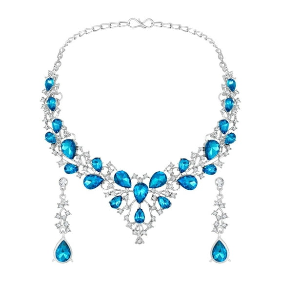 Parshwa Creation Women's Silver Plated Rhinestone Jewelry Set,Sparkling Fashion Jewelry Set for Party Accessories, Wedding, Engagement, Festive & Special Occasions