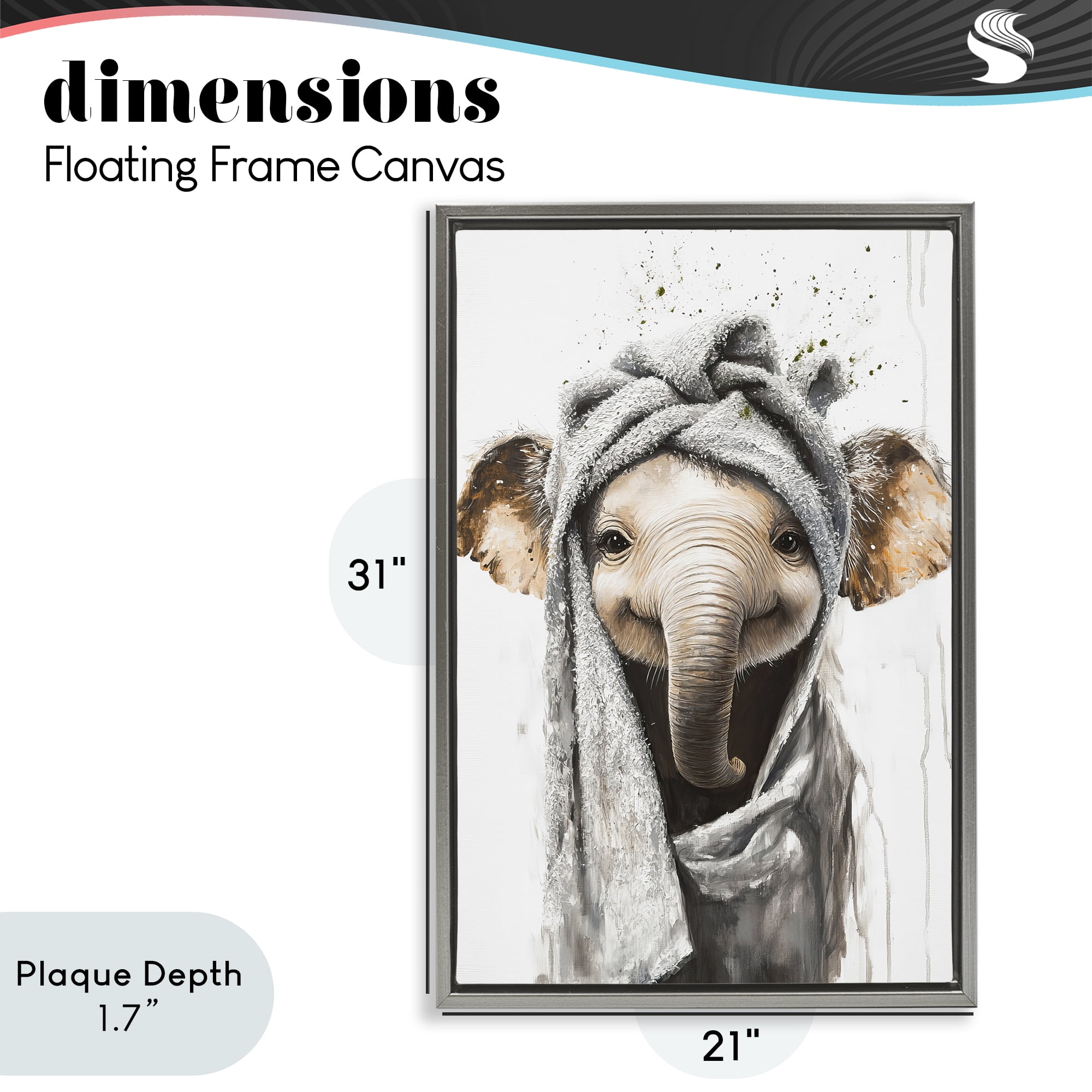 Stupell Industries Squeaky Clean Elephant Gray Framed Floater Canvas Wall Art, design by Tina LeCour