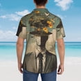 thumbnail image 4 of Sikiie Surreal Floral Mindscape Print Men's Hawaiian Shirt, Summer Beach Button Pocket Short Sleeve T-Shirt,Medium, 4 of 7