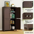 thumbnail image 6 of BOBOKY Bathroom Floor Storage Cabinet, Modern Storage Unit with 4 Doors and Adjustable Shelves, Freestanding Sideboard Cabinet for Bathroom, Kitchen, Living Room,Reddish Brown, 6 of 8
