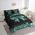thumbnail image 3 of Homewish Cartoon Leopard Print Bowknot Bedding Comforter Set 7pcs for Female Men Adults,Animal Cheetah Print Queen Bedding Sets Super Cozy,Dreamy Princess Queen Sheet Sets,Breathable Home Decor, 3 of 8