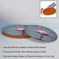 thumbnail image 4 of Flamingo Set of 6 Round Microfiber Leather Coasters, 11x11 cm Drink Coasters for Home and Kitchen, Stylish Absorbent Coasters for Decor, 4 of 6