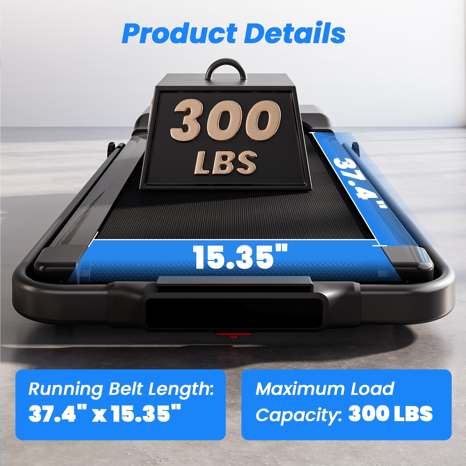 Superun Walking Pad Treadmill with Handle Bar, 300 LBS Capacity Treadmills for Home, 3.0HP Portable Under Desk Treadmill for Home Office with LED Display Remote APP Control