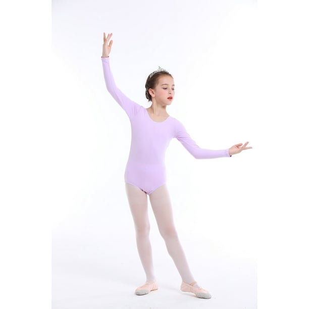 110cm Violet clair-Robe Justaucorps de Ballet pour Fille Ensemble Deux  Pièces Léotard Body + Jupe Gymnastique Ballet Danse Classique Fille Manche  Longue 
