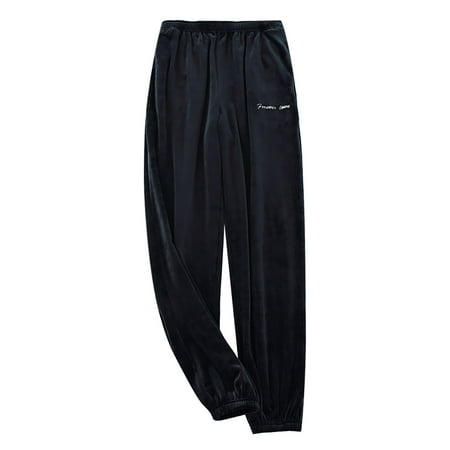 

Dadaria Wide Leg Pants for Men High Waist Dressy Men Thermal Fleece Thickened Fleece Lined Sports Trousers Home Pants Black L Female