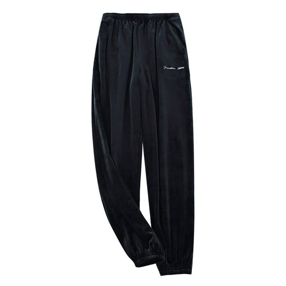 Aoochasliy Mens Length Pants Men's Thermal Fleece Thickened Fleece Lined Casual Sports Trousers Home Pants