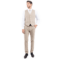 thumbnail image 2 of Mens Beige Suit, Slim Fit 3-Piece Expandable Waist Pants, 2 of 5