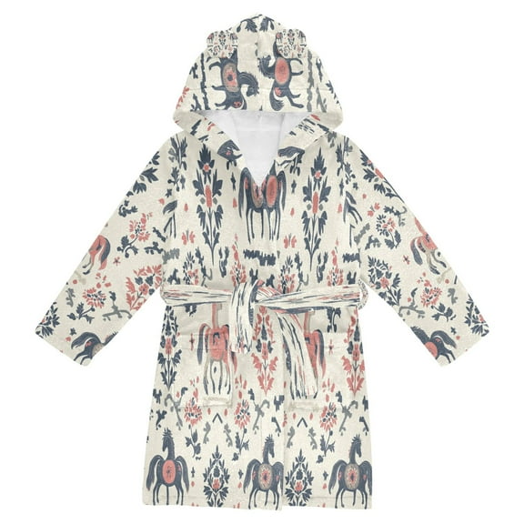 BZSMCE Bathrobes Belt Hooded Equine Elegance Creative Pattern