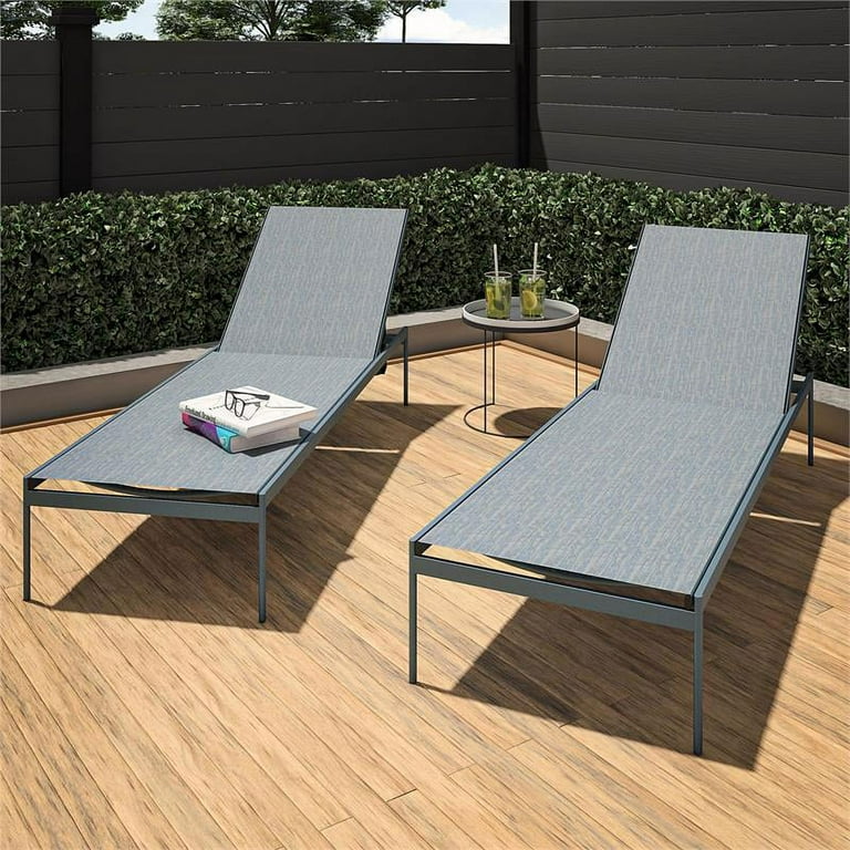 COSCO Outdoor Steel Chaise Lounge Chairs 2 Pack Indigo Blue Walmart