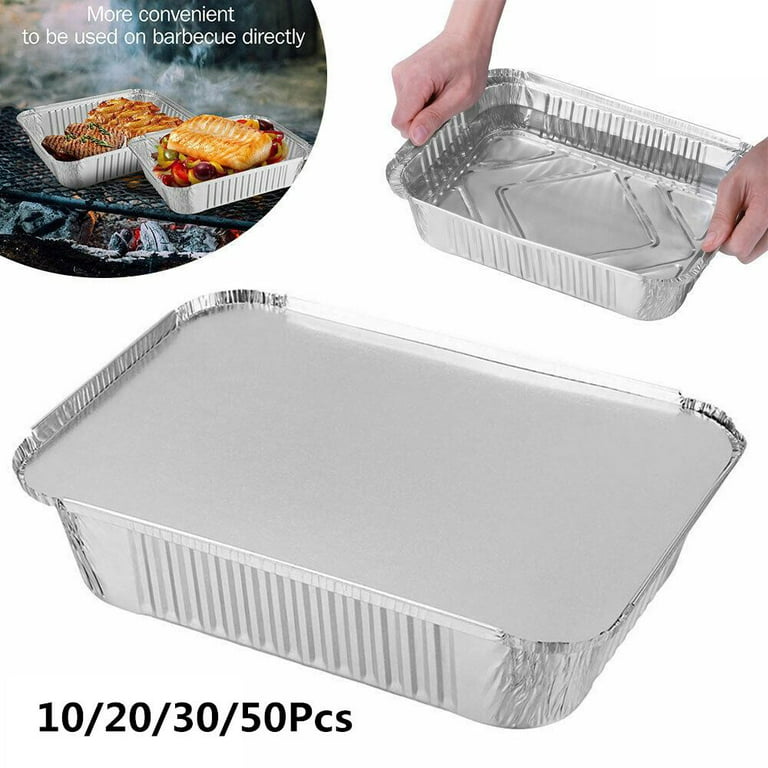 10pcs Rectangular Tin Foil Tray AirFryer Disposable Food Containers Bowls  BBQ Take Away Cake Boxes Aluminum Packaging Box - AliExpress
