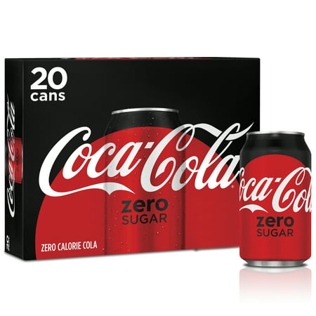 Coke Zero Sugar Diet Soda Soft Drink, 12 fl oz, 20