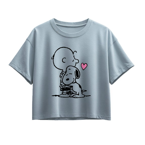 Peanuts - Snoopy Charlie Hug - Youth Girl Short Sleeve Boxy Tee
