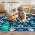 thumbnail image 4 of ODIKA 8'x10' Washable Area Rug Durable, Non-Slip Starfish Marine Nautical Scattered Seashell Ocean Bathroom Theme for Living Room, Under Sectional, Family Room, 4 of 7