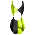 thumbnail image 4 of inlzdz Women's Shiny Metallic Rave Outfits Stage Performance Costume Hollow Out Bodysuit Contrast Green M, 4 of 5