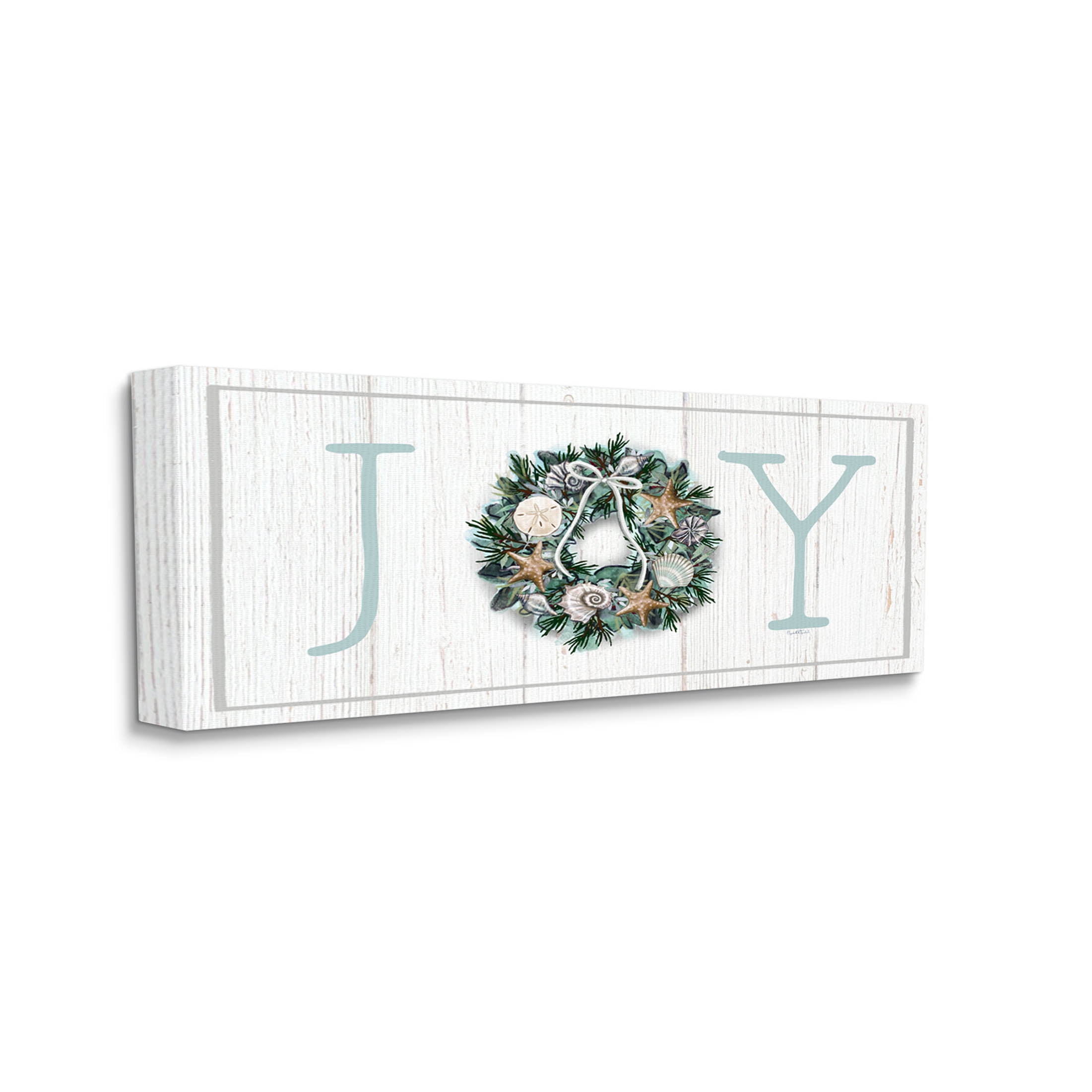 Stupell Industries Joy Holiday Seashell Wreath Graphic Art Gallery Wrapped Canvas Print Wall Art, Design by Elizabeth Tyndall