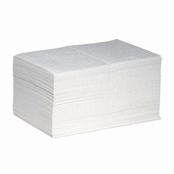 Pig Sorbent Pad, 17 gal, 15 in x 20 in, Oil, White, 100 PK MAT455