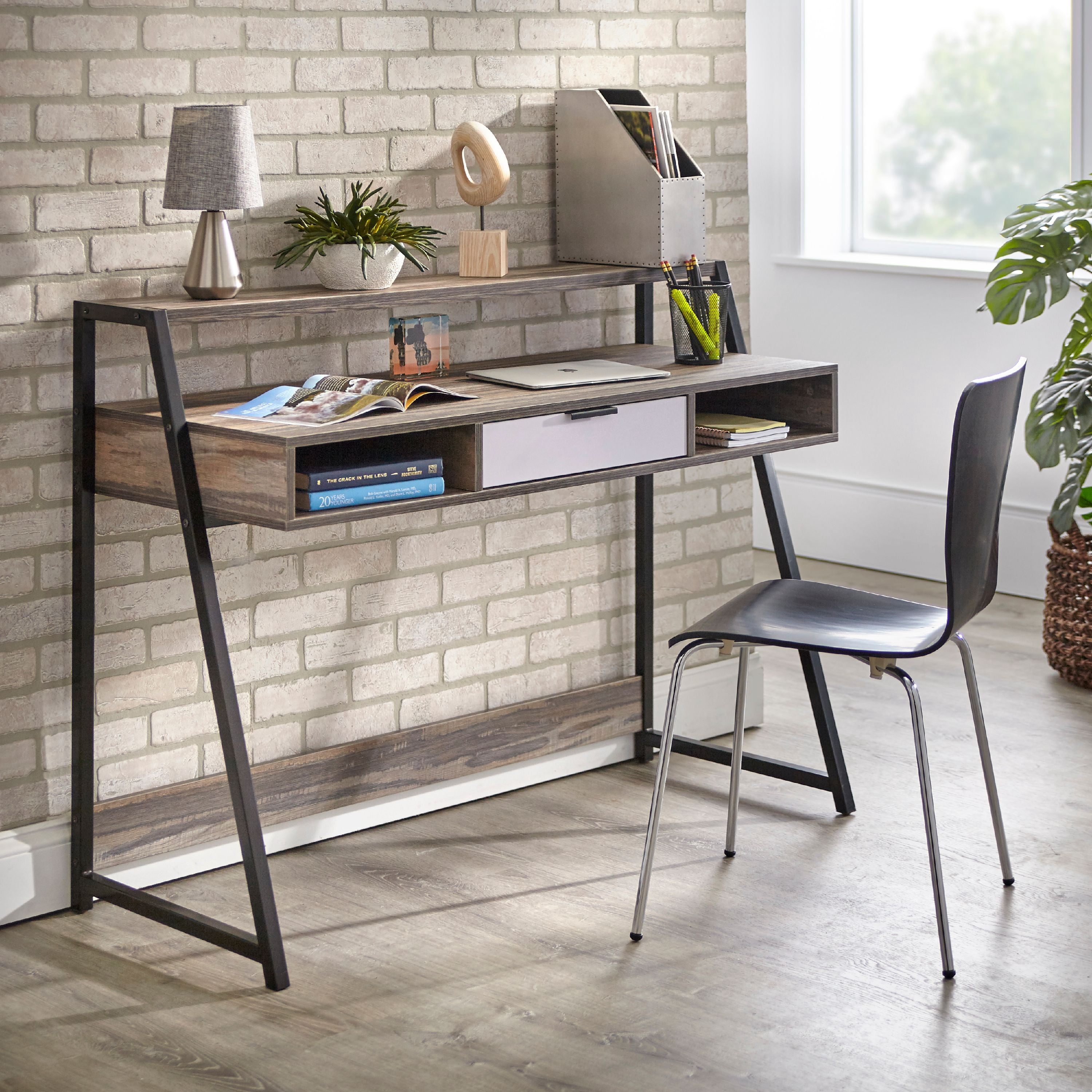 Sahana Modern Contemporary Office Desk with Hutch