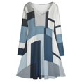 thumbnail image 3 of Geometric Modern Art Blue Gray Black White Long Sleeve Dresses For Women Vintage Elegant Party Dress Oversized V-neck Dress S-8XL, 3 of 7