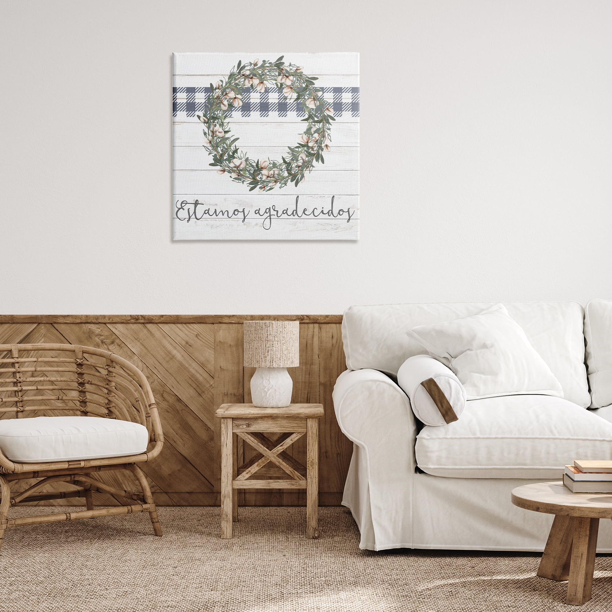Stupell Industries Estamos Agradecidos con Algodón Inspirational Quotes & Sayings Painting Wrapped Canvas Art Print Wall Art, 30 x 30