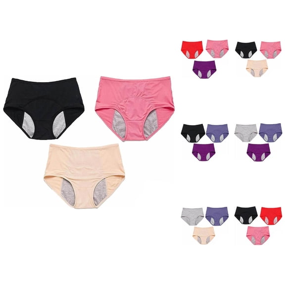 3 Pack Period Underwear for Women High Waisted Comfortable Breathable Mesh Leak Proof Menstrual Panties Briefs
