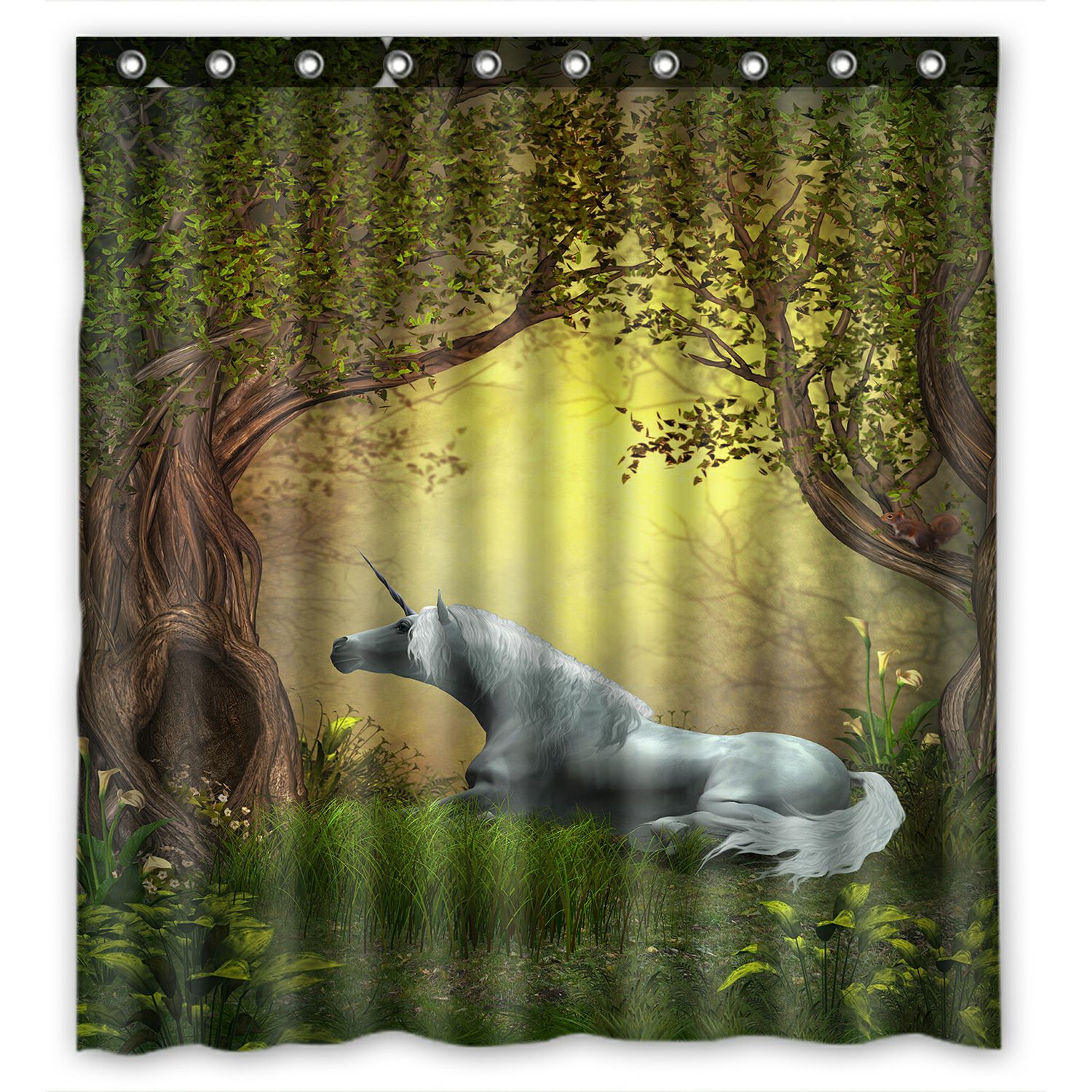 ABPHQTO Woodland Unicorn Squirrel Unicorn Forest Trees Waterproof