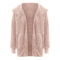 thumbnail image 5 of Women Jacket Winter Clearance,Women's Fleece Jacket Fuzzy Hooded Casual Coats Cardigan Sweaters with Pokets, 5 of 7