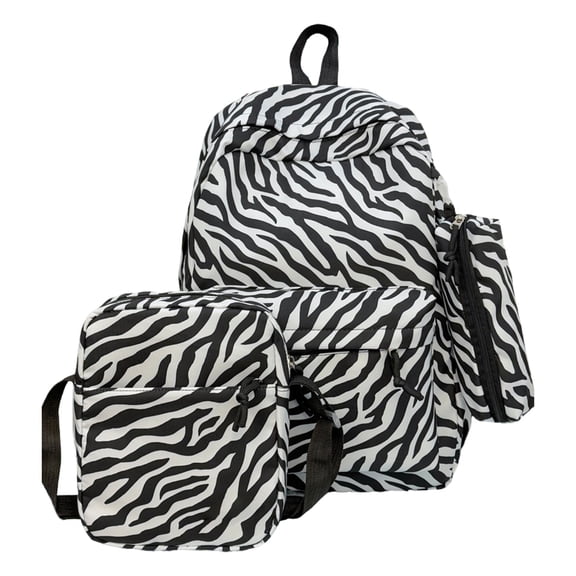 HUISZJ School Backpack Set, 3-In-1 School Bag Set with Lunch Box, Large Capacity School Backpack Set for Student College, Zebra Print