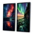 thumbnail image 3 of Designart "Magical Aurora Borealis Serene Arctic Lake V" Northern Lights Framed Wall Art Set Of 2 - Traditional Red Framed Wall Art Set Of 2, 3 of 6