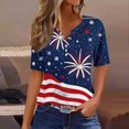 thumbnail image 2 of Blusas de Verano de las Mujeres Casual Gradiente Manga Corta V-Cuello Superior, Ligera Imitación de Tela de Estante para la Primavera Y el Verano Diario Y de Fiesta, 2 of 8