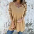 thumbnail image 4 of GigrtiJin Womens Plus Size Shirt Casual Solid Color Round Neck Blouses Long Sleeved Irregular Hem Pullover Tops, 4 of 8