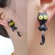 thumbnail image 1 of Pendientes de gato de ojo amarillo Gato de dibujos animados Cola larga Splits Tipo Mujeres lindas Dangler Gift ZefeiWu 8390615864718, 1 of 1