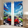 thumbnail image 2 of Erosebridal Sports Car Blackout Curtains 84x84 Red Race Car Curtains,Black White Plaid Curtains & Drapes Modern City Bedroom Curtains Speed Racing Car Window Drapes Home Decorative, 2 of 6