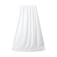 thumbnail image 2 of Women's Solid Color Basic Anti‑Exposure Long Mesh Underskirt High Waist Lace Trim Half Slip White Free Size, 2 of 6