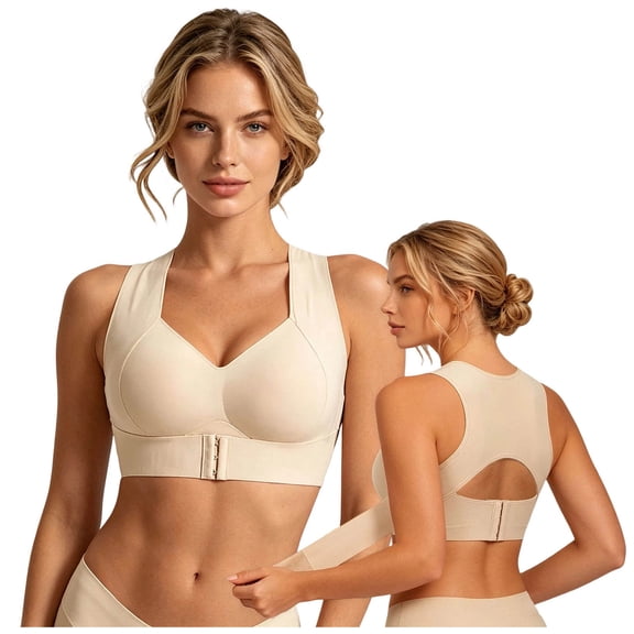 OYXSER Posture Bras for Women Lifting Sports Wireless Bra Wide Strap Back Support Full Coverage Front Closure Bras Gifts