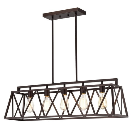 

RADIANCE goods Industrial 5 Light Oil Rubbed Bronze Island Pendant Ceiling Fixture 35 Wide