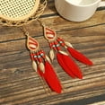 thumbnail image 5 of K-KED Ethnic Feather Earrings Bohemian Tassel Earrings Women's Earhook Beach Vacation-#2043 Gold 2, 5 of 9