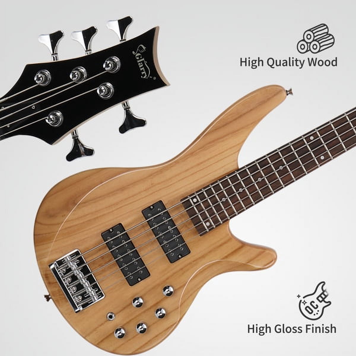 44 Inch GIB 5 String H-H Pickup Laurel Wood Fingerboard Electric Bass Guitar with Bag and other Accessories Burlywood