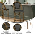 thumbnail image 4 of Emma + Oliver Set of Two 26" High Stacking Bistro Counter Stools with Black and White PE Seat and Back and Bamboo Metal Frame for Indoor/Outdoor Use, 4 of 12
