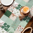 thumbnail image 3 of Boho Spring Floral Table Runner 90 Inches, Retro Flowers Plants Patchwork Grid Green Bed Runner Dresser Scarves Tabletop for Indoor Outdoor Parties/Ceremony/Banquet, 13" x 90", 3 of 8