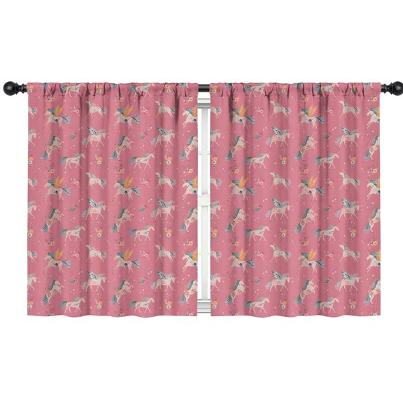 Blackout Kids Curtains,Pink Unicorn Floral Pattern Childrens Insulated Curtains Set Of 2,Bedroom Essentials,Toddler Room Decor 42"x54"