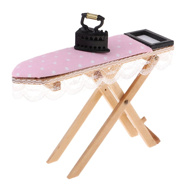 Muebles de Lavandería Modelo de de Planchar y Planchado Color Rosa Sunnimix Tablero de planchado de casa de muñecas