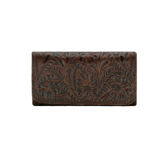 American West 6685282 Annies Secret Collection Ladies Tri-fold Wallet, Chestnut Brown