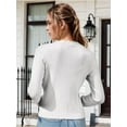 thumbnail image 2 of Women'S Long Sleeve V-Neck Button Down Cardigan Knit Shrugs Sweater White XL, 2 of 7