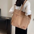 thumbnail image 6 of Women Canvas Tote Bag Large Capacity Multi-Pocket Handbag Zipper Work Travel Bag, Brown, 6 of 10