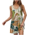 thumbnail image 2 of Rciityk Dresses for Women Summer Sleeveless Mini Dresses Beach Vacation Sundress Casual Loose Floral Printed Tank Dress with Pockets, Orange L, 2 of 4