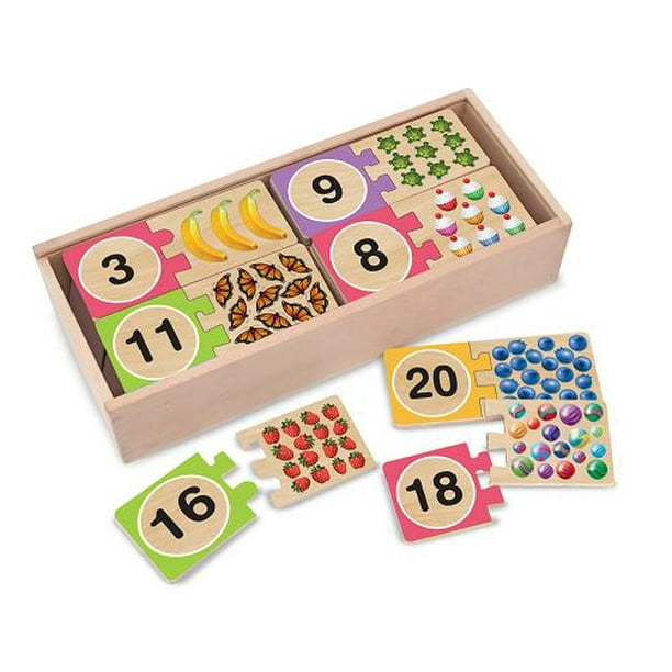 Melissa Doug Self Correcting Number Puzzles Developmental Toys Wooden Storage Box Matching Counting Skill Development 40 Pieces 12 75 H X 5 75 W X 2 75 L Walmart Com