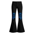 thumbnail image 4 of Tfken Child Soft Comfy Pants School Daily Wear Girls Denim Flare Pants With Pockets Fashion Adjustable Tie Kids Classic Clothes Size 15-16 Years Black, 4 of 4