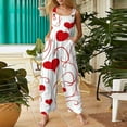 thumbnail image 5 of Fgvctg Valentine's Day Womens Jumpsuits Wide Leg Pant Trendy Overall Love Heart Print Sleeveless Date Night Spaghetti Straps Jumpsuit Rompers Bib Overalls Plus Size Sprimg Pant With Pockets Red XL, 5 of 5
