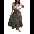thumbnail image 1 of Vestido Bohemio para Mujer, con Cintura Alta, Volantes, Fluido, con Volantes Escalonados, Corte A, para Playa. Verde S, 1 of 8