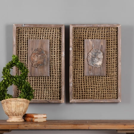 Uttermost 3 Panel - Uttermost Endicott Petrified Wood Wall Panels - Set of 2